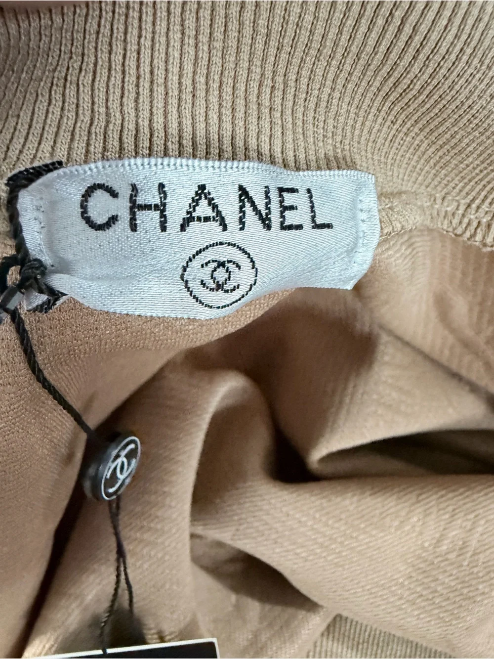 CHANEL Beige Lounge Set Tracksuit Two Piece Matching Set with pockets size S
